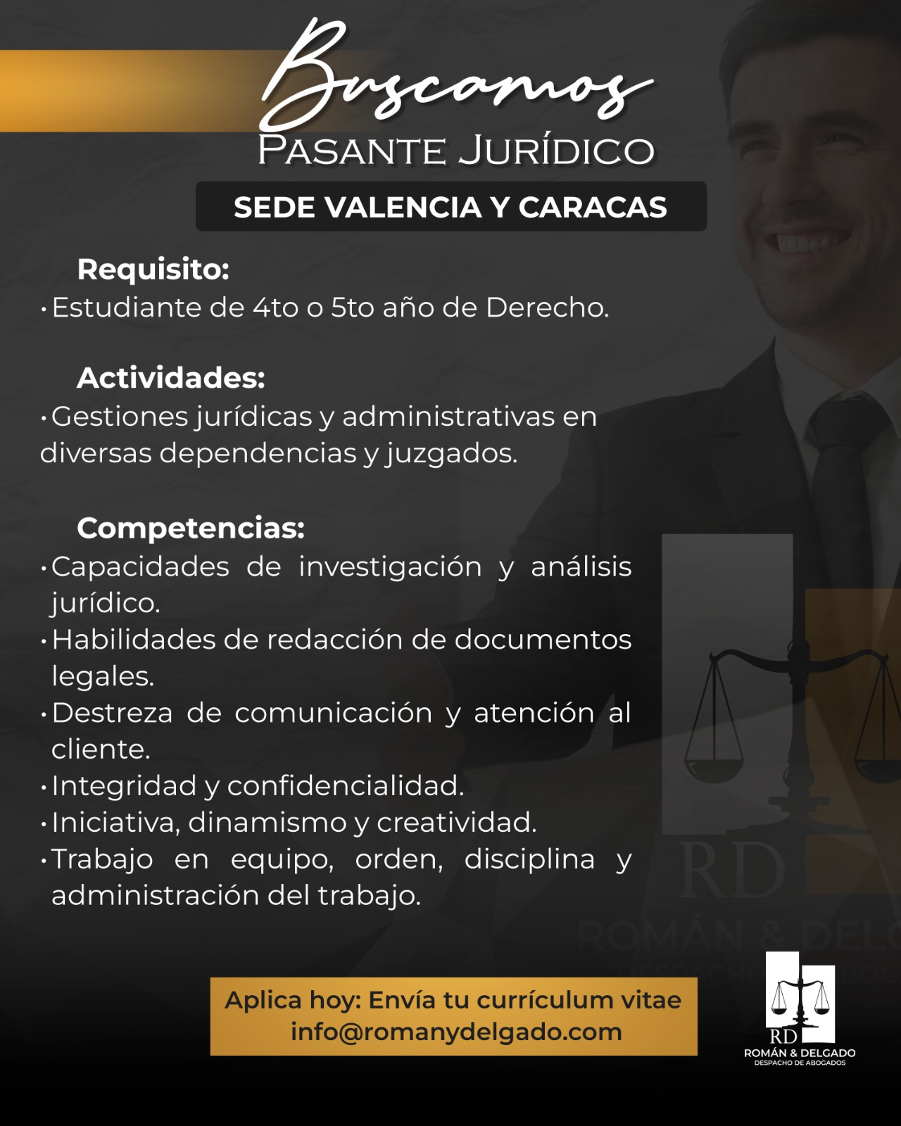 Buscamos Pasante Jurídico - Román & Delgado